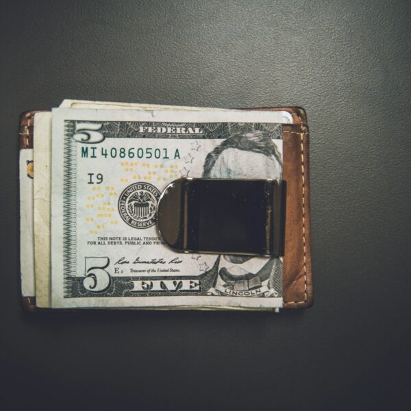 Card Holder with Money Clip in black leather