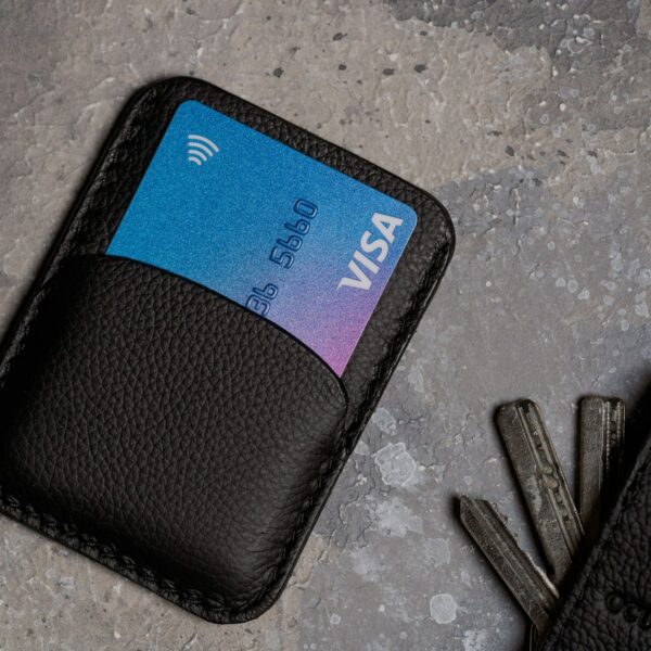 Minimal Card Holder in black leather